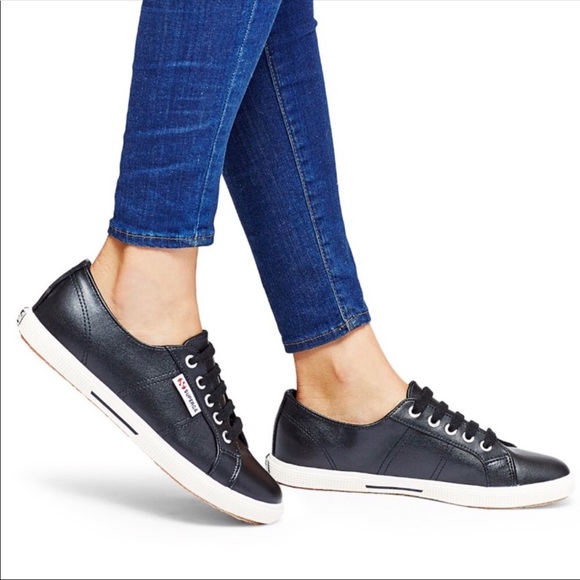 superga black leather